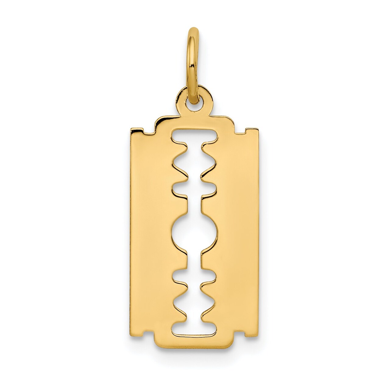 14K Yellow Gold Polished Razor Blade Charm Pendant Jewerly 25mm x 12mm